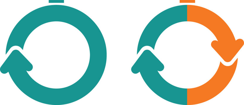Abstract circular arrow icons for refresh, update, recycling, or a continuous flow process