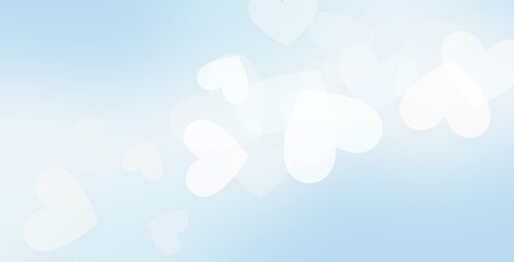 Light blue white heart confetti valentines minimalist background banner template
