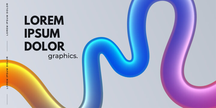 Curvy colorful 3d ribbon on light background. Place for text.