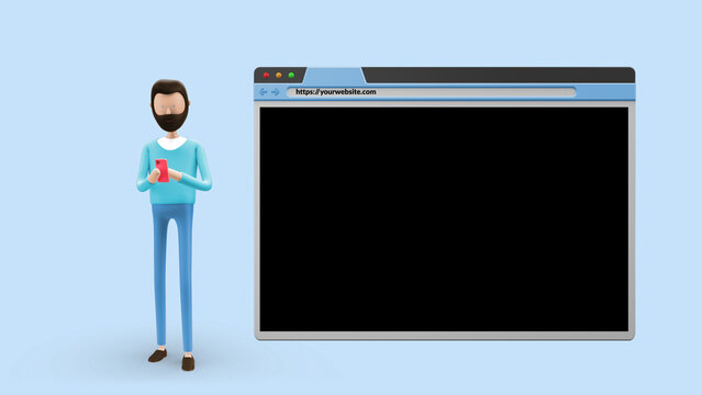 Explainer Man Website Browsing