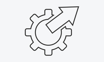 Gear and Rising Arrow Icon Symbolizing Business Development and Industrial Success