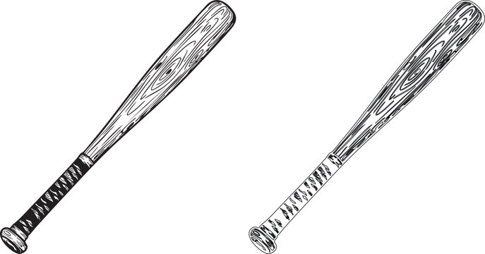 Black and white of two wooden baseball bats wooden bats sports equipment