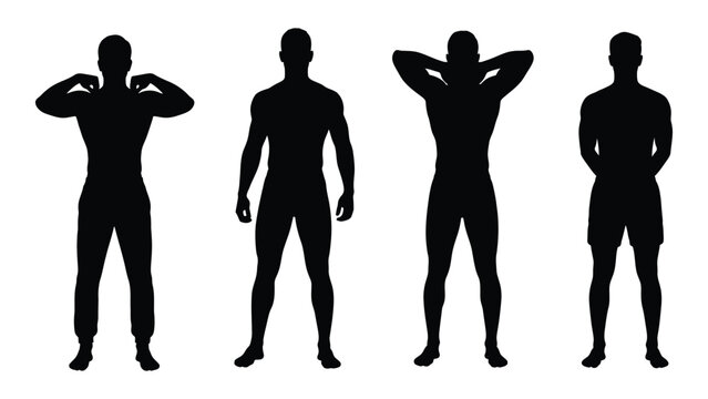 Silhouette series depicting men in various athletic poses and stances