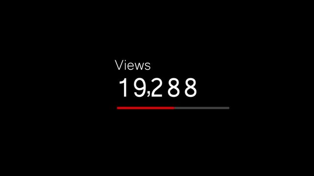 Number counter animation from 0 to 10,000 on a transparent background in 4k, Animated counting numbers from zero to ten thousand for likes,views,amount