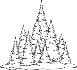 Fototapeta premium evergreen trees on snowy hill