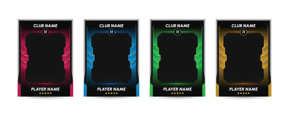 Trading card template design for sports, picture frame for player performance, photo frame or border collection for hockey, basketball and football player, sports flyer design, template eps 10. © Graphaxil