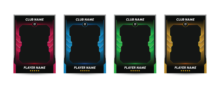 Trading card template design for sports, picture frame for player performance, photo frame or border collection for hockey, basketball and football player, sports flyer design, template eps 10.