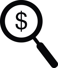 Magnifying Glass with Dollar Symbol Icon &ndash; Financial Search and Money Analysis