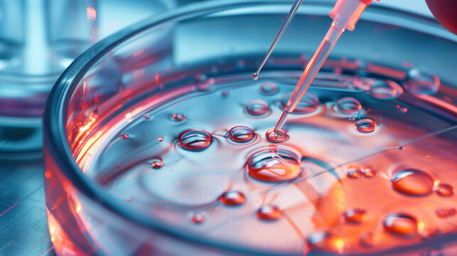 In vitro fertilization process with petri dish and pipette In vitro fertilization process with petri dish and pipette