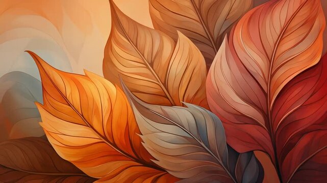 Autumn Leaves Background Animation Loop for Fall Season with Warm Tones and Gentle Movement