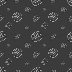 Hand drawn chili pepper seamless pattern, hot chili pattern vintage background