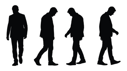 Four silhouetted figures of men walking in varying stages of looking down © MDRABBI