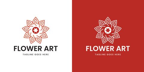 Decorative Flower Art Logo Design with Floral Line Style