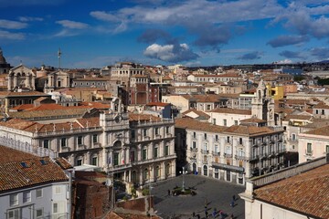Fototapeta premium View of Catania from the viewpoint on the dome of the Chiesa della Badia di Sant'Agata.