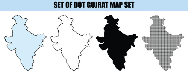 Fototapeta premium Gujarat Map Set Vector Illustration isolated background