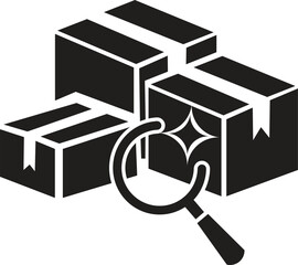 AI optimized product search icon,  AI Product Search Icon &ndash; Smart Package Inspection & Intelligent E-commerce Discovery Symbol