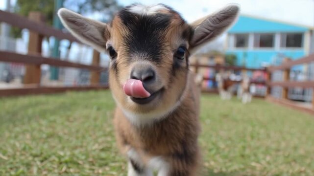Babyziege h&uuml;pft verspielt