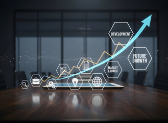 business graph with arrow