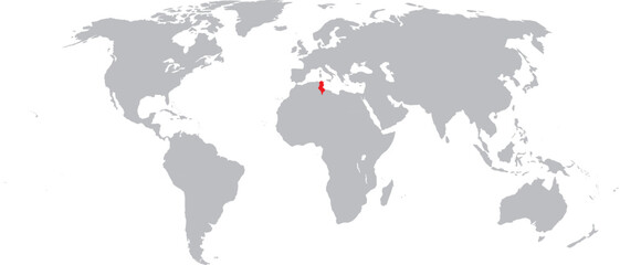 Fototapeta premium Tunisia Highlighted on World Map Vector Design