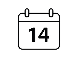 Simple calendar icon with the date February 14th, minimalist graphic for Valentine's Day.