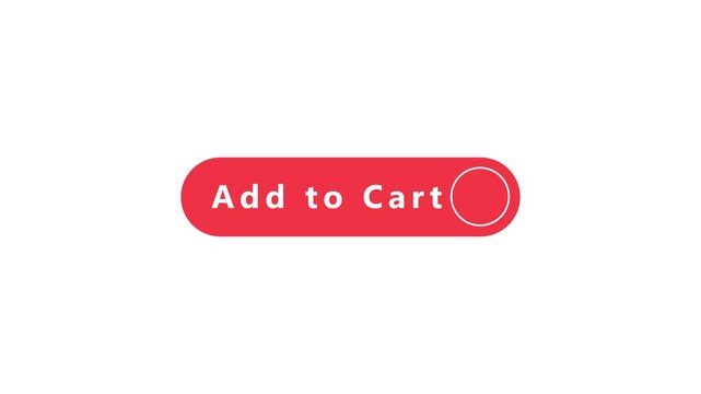 Red rounded rectangle button with the words Add to Cart and a circle outline on a white background image