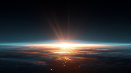 A minimal abstract digital horizon illuminated by futuristic light, symbolizing possibility, progress, and innovation.