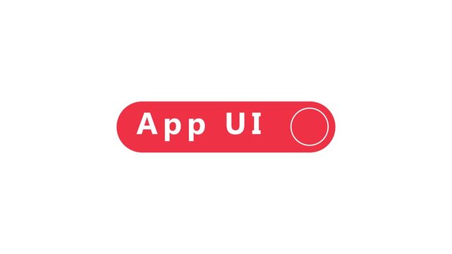 Red rounded rectangle button with white text App UI and a circular outline on a white background app ui