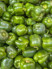 green bell pepper or capicum display in vegetable bazaar. this photo was taken from chittagong, Bangladesh.