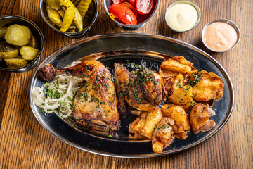 Roasted Chicken With Crispy Potato Platter