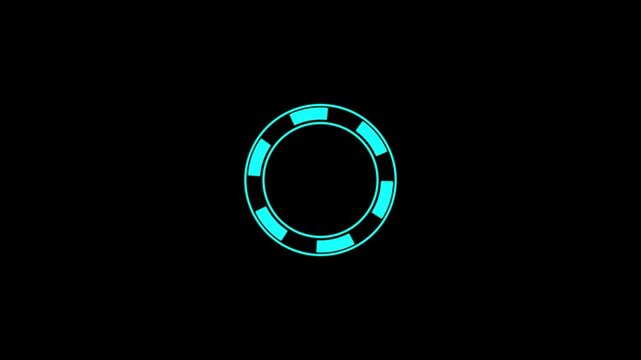 Motion graphic of Blue circle rotation with head up display (HUD UI) technology interface and futuristic elements abstract background. alpha channel included.4k video