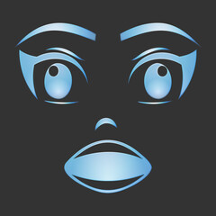 Obraz premium Surprised Face Vector Illustration, Cartoon Expression, Shocked Emotion Design Element