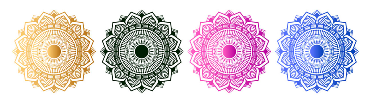 Ethnic luxury mandala golden art rangoli transparent background islamic pattern arabesque for diwali invitation card