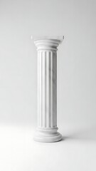Single White Doric Column on a White Background pillar architecture