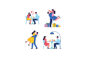 Fototapeta premium Couples celebrating love and romance with dates and gifts date dinner heart