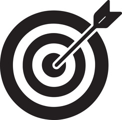 Target with arrow vector icon, bullseye illustration, accuracy and goal hitting success concept.