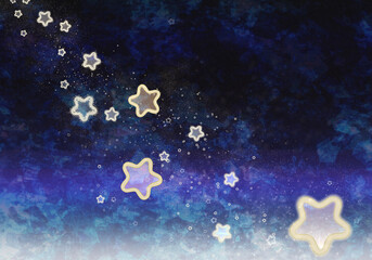 Japanese modern night sky background with gold foil stars and texture