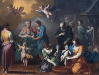 Fotobehang Jezus Christus BUSTO ARSIZIO, ITALY - JANUARY 19, 2026: The painting of Nativity of St. John the Baptist in the church Basilica di San GIovanni Battista by Donato Mazzolino (16. - 17. cent.)  © Renáta Sedmáková