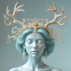 Horn crown on a mannequin, Rococo style 