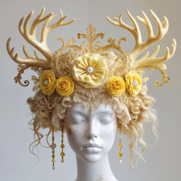 Rococo headdress on a mannequin. 