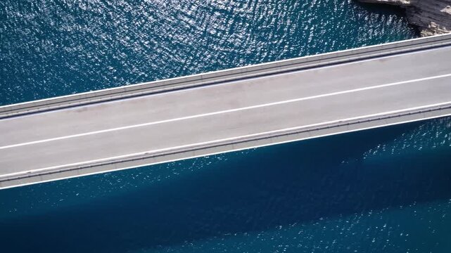 Close aerial view of Pag Bridge