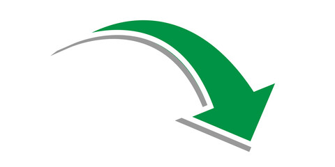 3d curved arrow pointing downwards icon illustration