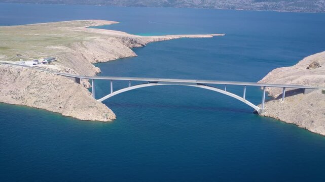 Wide aerial view of Pag Bridge