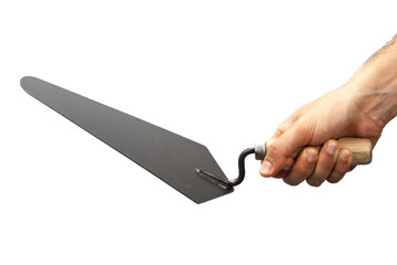 bricklayer trowel with hand in with