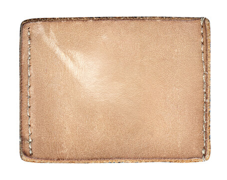 Brown leather patch blank clothing label stitching