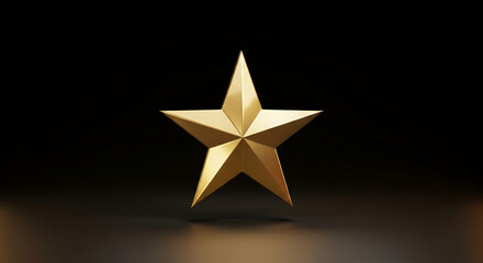Obraz premium Golden Five-Pointed Star on Black Background.