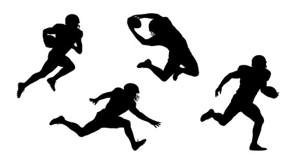 Obraz premium Silhouette of Dynamic Action: A compilation of dynamic silhouette captures various moments of american football, showcasing the energy, strategy, and passion of this intense sport.