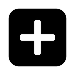 Obraz premium Minimalist plus sign icon in a sleek black square design, representing addition or positivity.