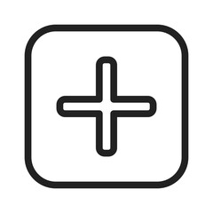 Fototapeta premium Simple line drawing of a plus sign on a rounded square background, conveying positivity and addition.