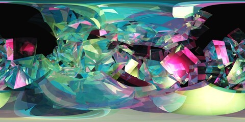 HDRI, environment map , Round panorama, spherical panorama, equidistant projection, panorama 360, Multicube, abstract background, kaleidoscope, 3d rendering