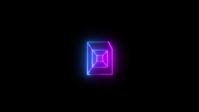Glowing neon Sim Card icon animation. loop animated on black background.